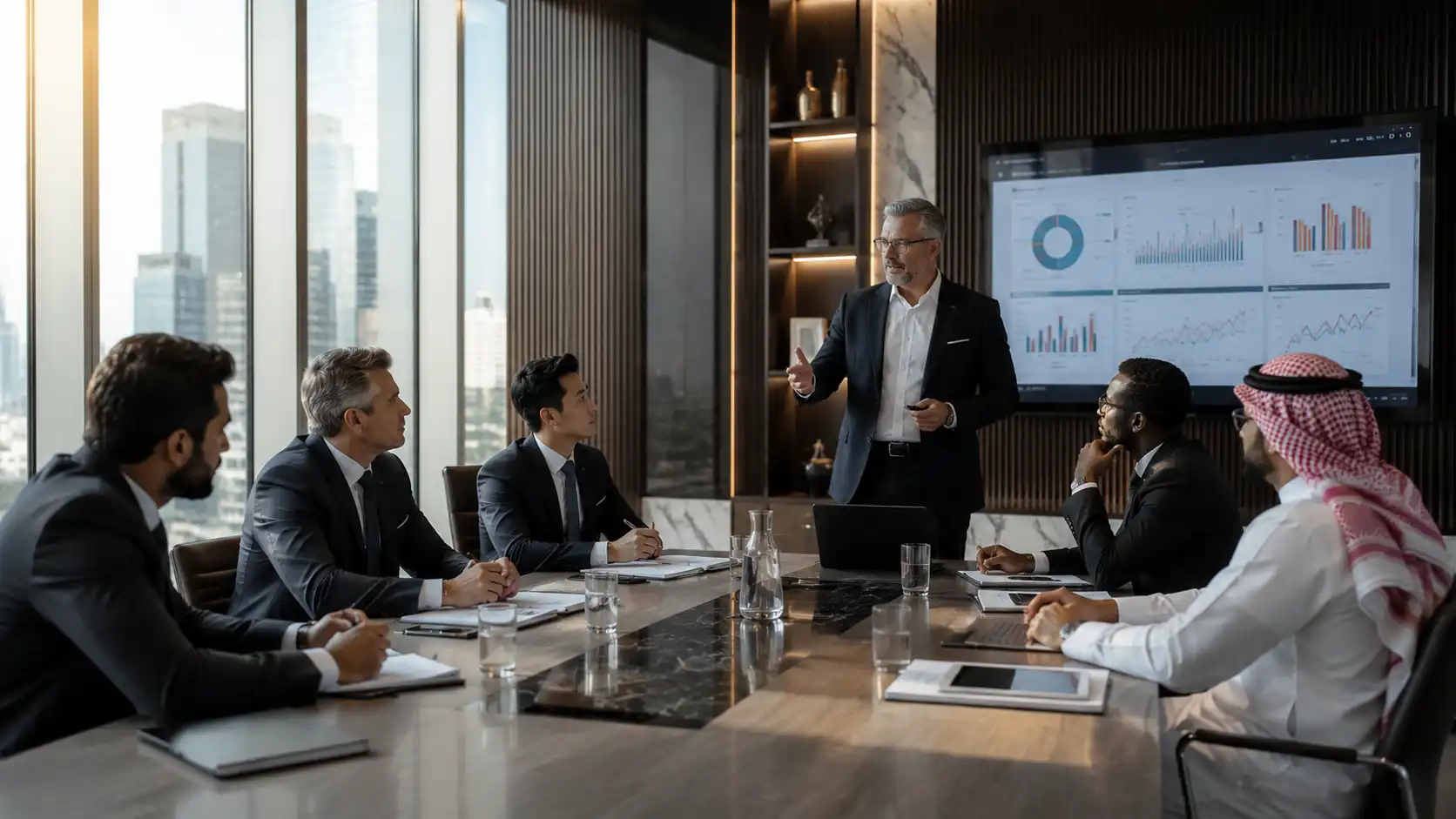  Executives discussing accredited professional programs 